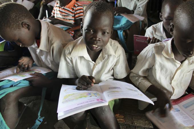 11-year-old Thep studies in a school supported by Save the Children in Akobo, Jonglei state, South Sudan. (Helen Mould/Save the Children)