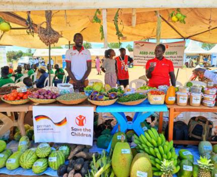 Save the Children takes lead in an agricultural products exhibition in Eastern Equatoria State.